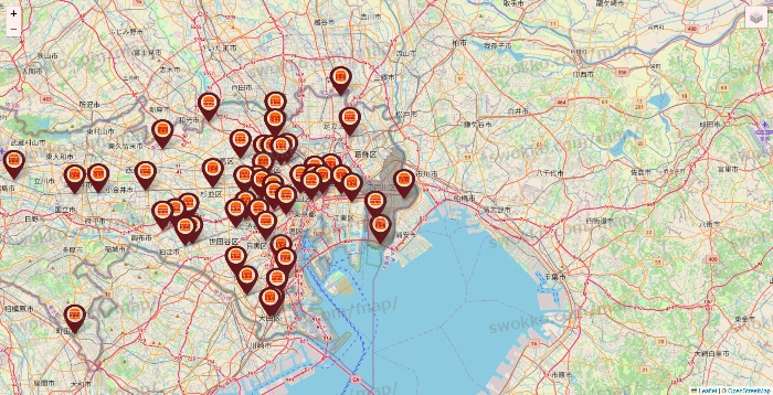 東京都のバーガーキングの店舗地図