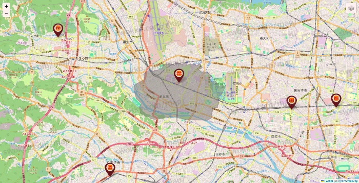 東京都のバーガーキングの店舗地図
