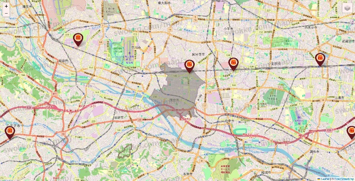 東京都のバーガーキングの店舗地図