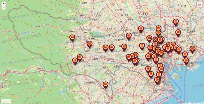 東京都のバーガーキングの店舗地図