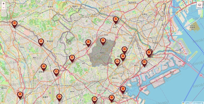 神奈川県のバーガーキングの店舗地図