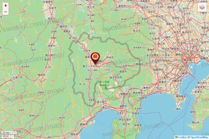 山梨県のバーガーキングの店舗地図