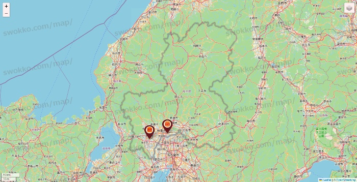 岐阜県のバーガーキングの店舗地図