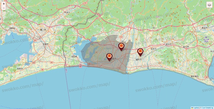 静岡県のバーガーキングの店舗地図