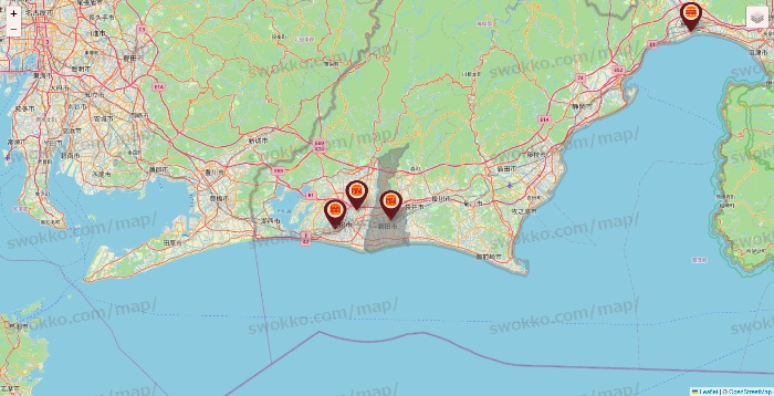 静岡県のバーガーキングの店舗地図