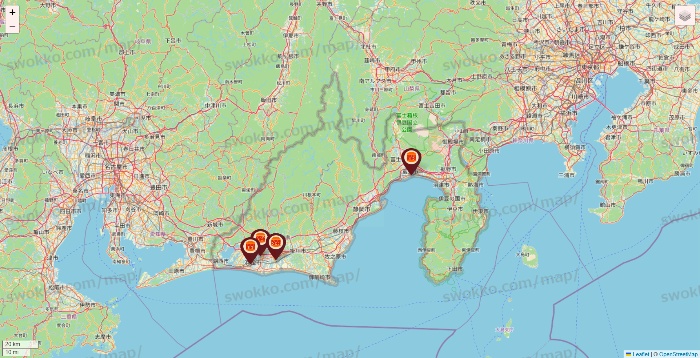 静岡県のバーガーキングの店舗地図