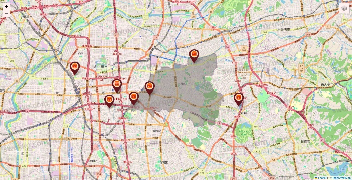 愛知県のバーガーキングの店舗地図