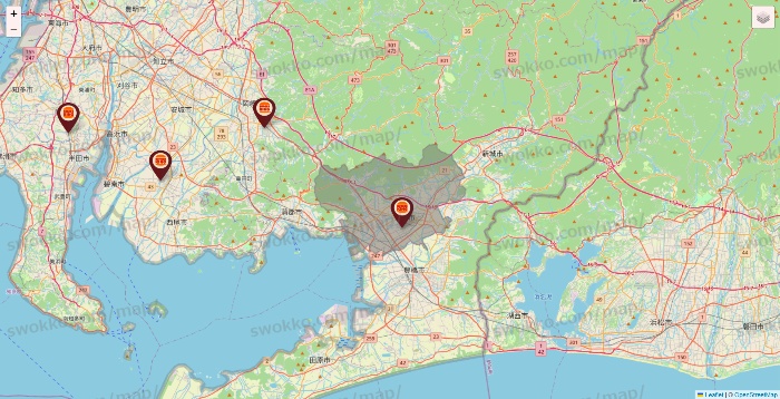 愛知県のバーガーキングの店舗地図