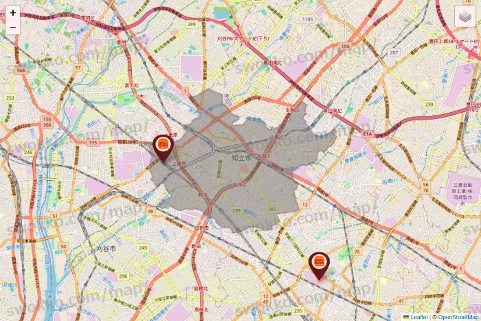 愛知県のバーガーキングの店舗地図