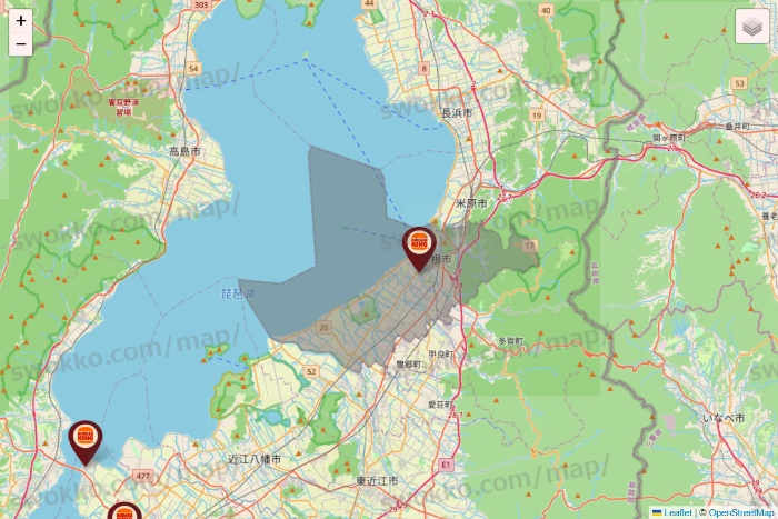 滋賀県のバーガーキングの店舗地図