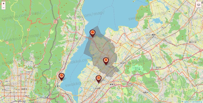 滋賀県のバーガーキングの店舗地図
