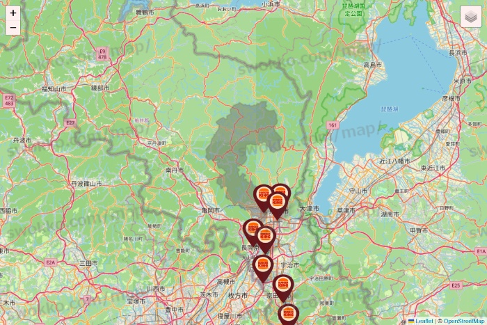 京都府のバーガーキングの店舗地図