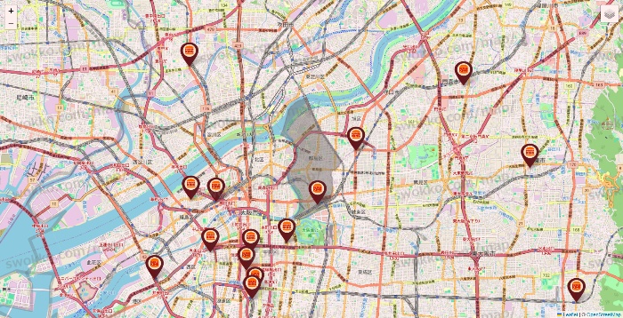 大阪府のバーガーキングの店舗地図