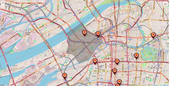 大阪府のバーガーキングの店舗地図