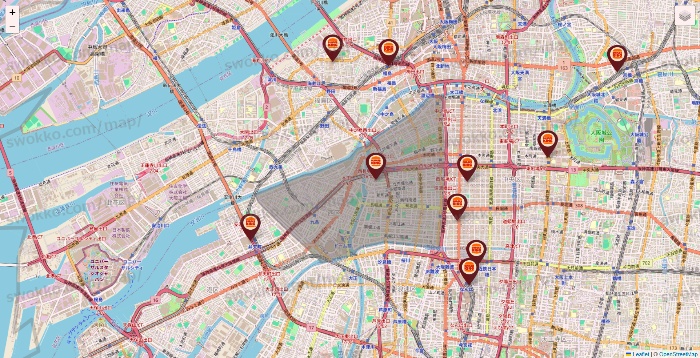 大阪府のバーガーキングの店舗地図