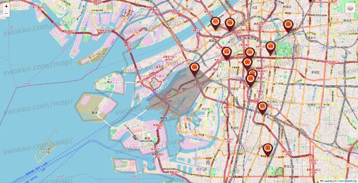 大阪府のバーガーキングの店舗地図