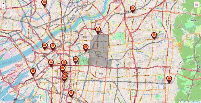 大阪府のバーガーキングの店舗地図