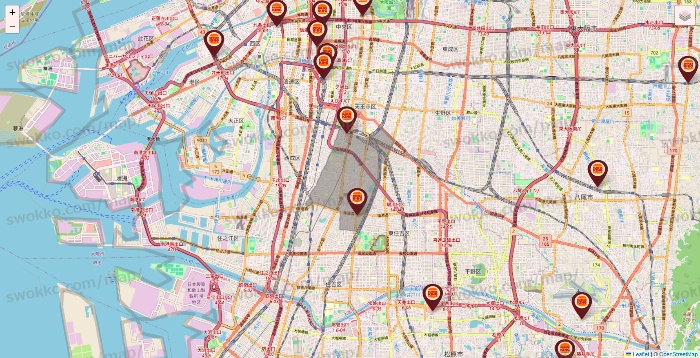 大阪府のバーガーキングの店舗地図
