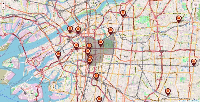 大阪府のバーガーキングの店舗地図