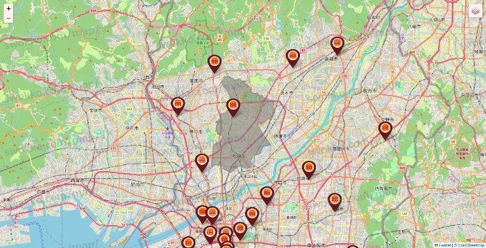 大阪府のバーガーキングの店舗地図