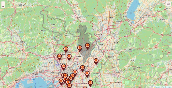 大阪府のバーガーキングの店舗地図