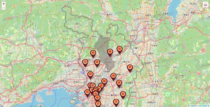 大阪府のバーガーキングの店舗地図