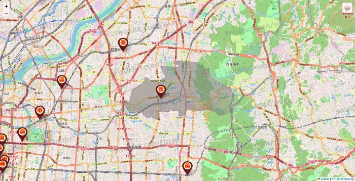 大阪府のバーガーキングの店舗地図