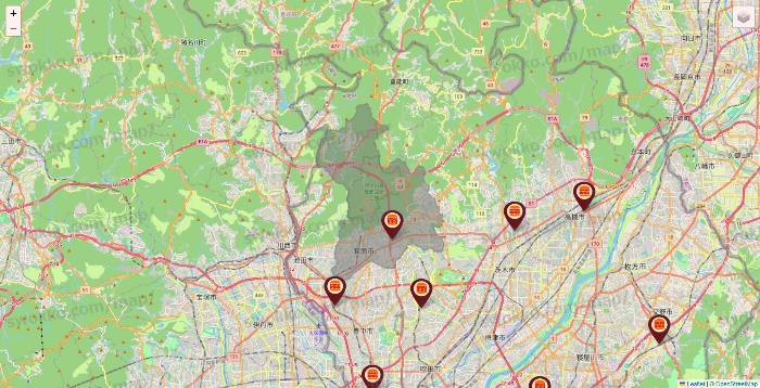 大阪府のバーガーキングの店舗地図