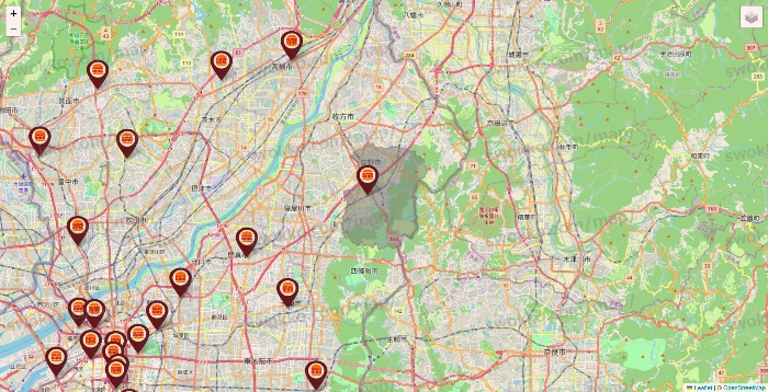 大阪府のバーガーキングの店舗地図