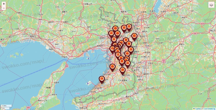 大阪府のバーガーキングの店舗地図