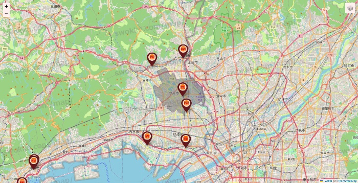 兵庫県のバーガーキングの店舗地図