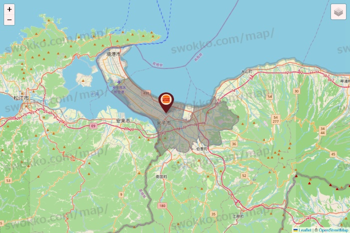 鳥取県のバーガーキングの店舗地図