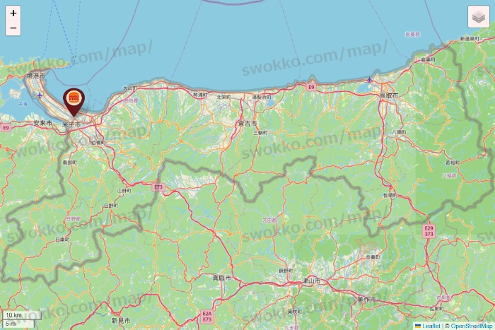 鳥取県のバーガーキングの店舗地図