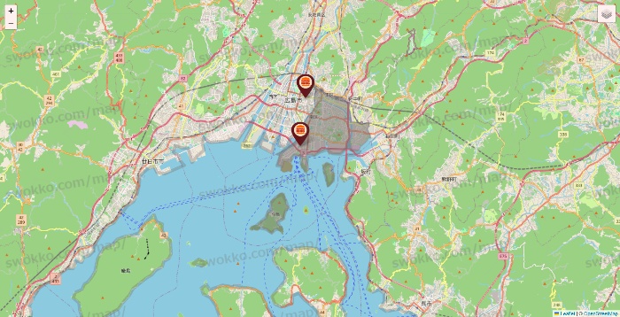 広島県のバーガーキングの店舗地図