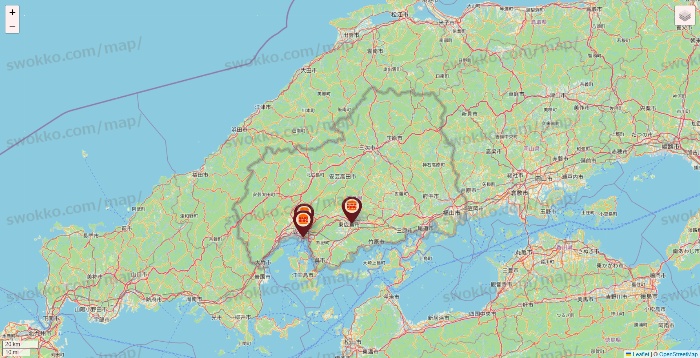 広島県のバーガーキングの店舗地図
