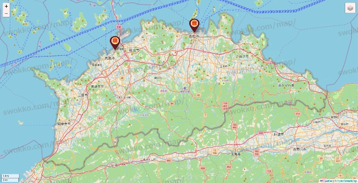 香川県のバーガーキングの店舗地図