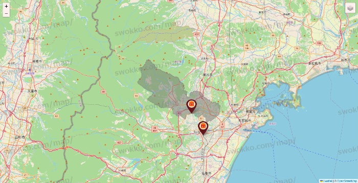 宮城県のバーガーキングの店舗地図