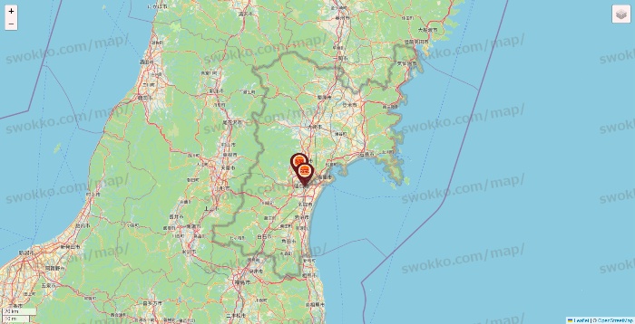 宮城県のバーガーキングの店舗地図