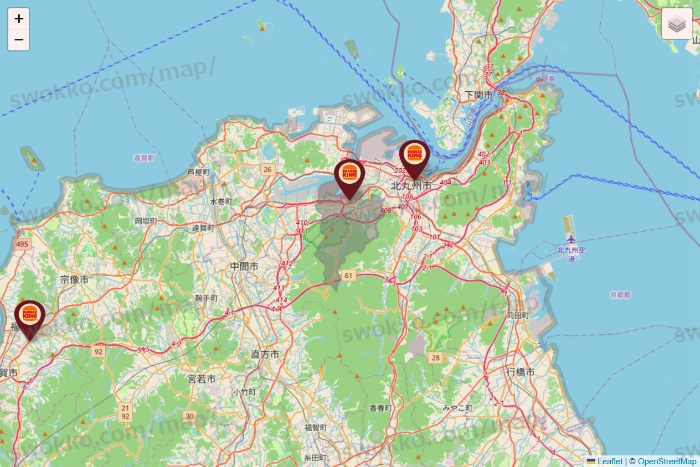 福岡県のバーガーキングの店舗地図