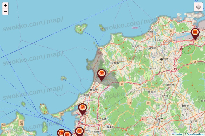 福岡県のバーガーキングの店舗地図