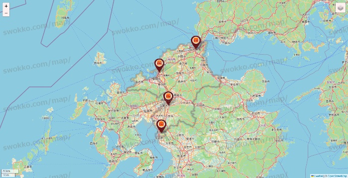 福岡県のバーガーキングの店舗地図