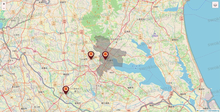 茨城県のバーガーキングの店舗地図