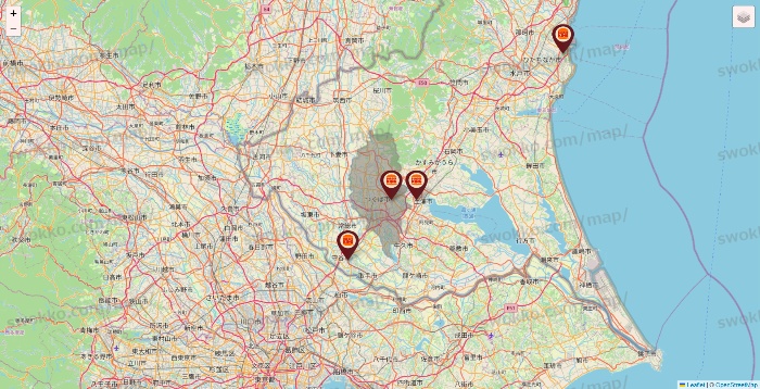 茨城県のバーガーキングの店舗地図