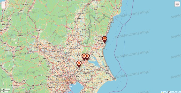 茨城県のバーガーキングの店舗地図
