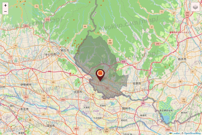 栃木県のバーガーキングの店舗地図