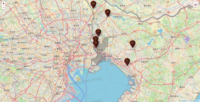 千葉県のカフェ ド クリエの店舗地図