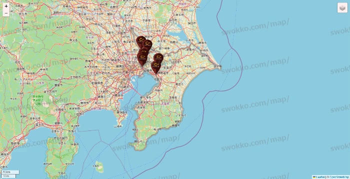 千葉県のカフェ ド クリエの店舗地図