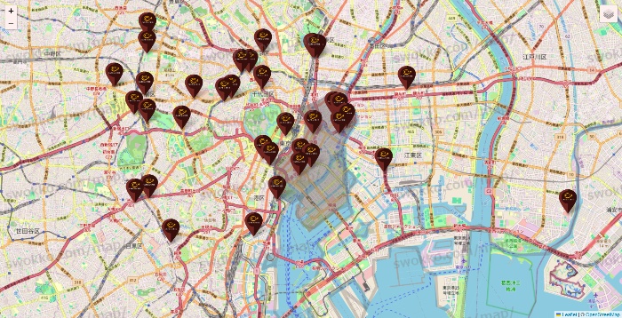 東京都のカフェ ド クリエの店舗地図