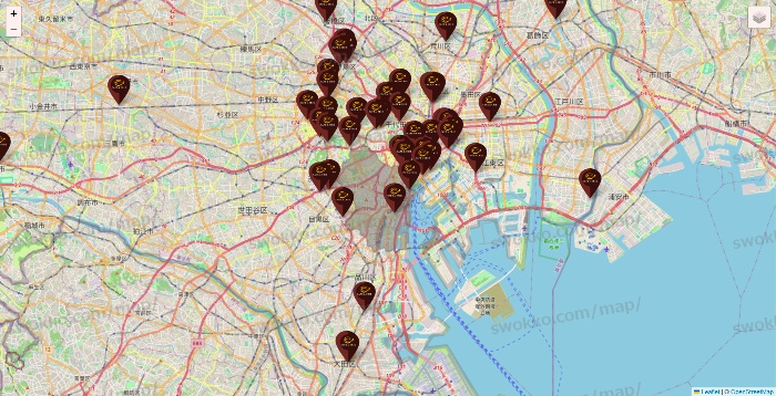 東京都のカフェ ド クリエの店舗地図