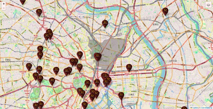 東京都のカフェ ド クリエの店舗地図